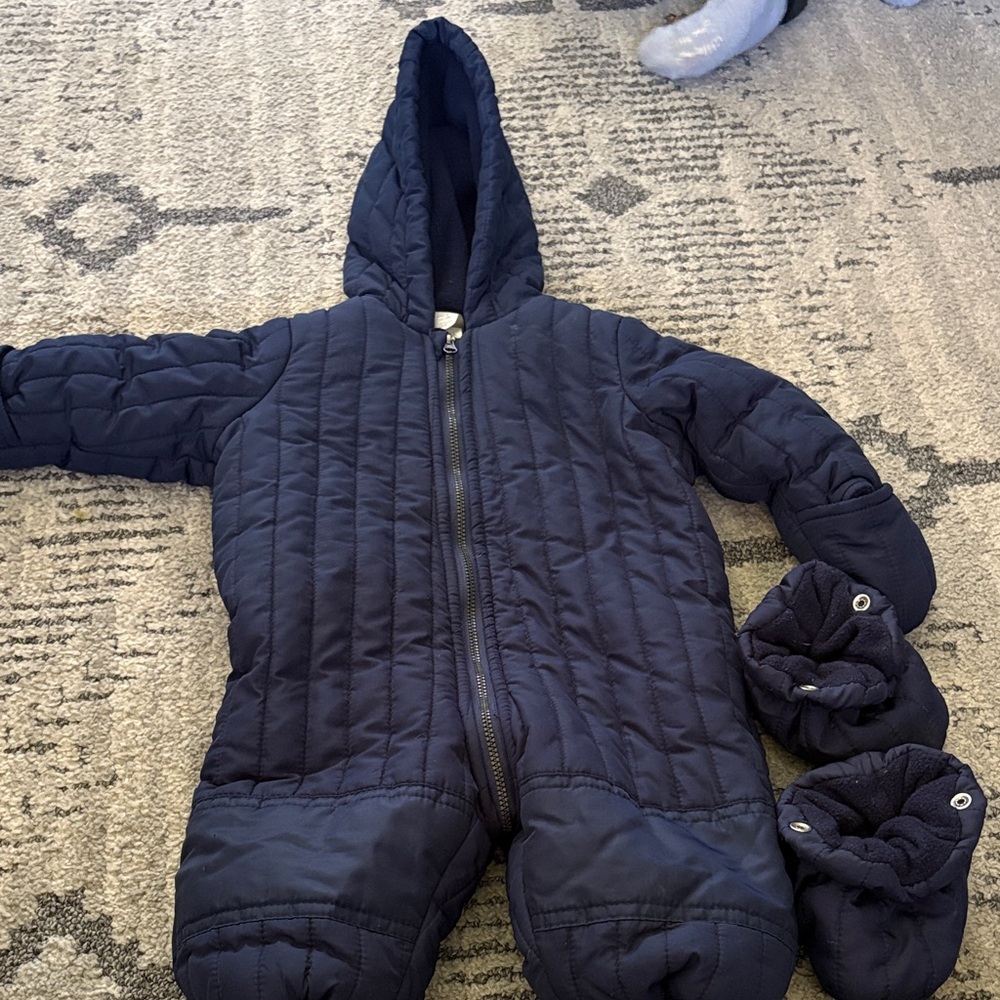 First Impressions Navy Quilted Kids Footie